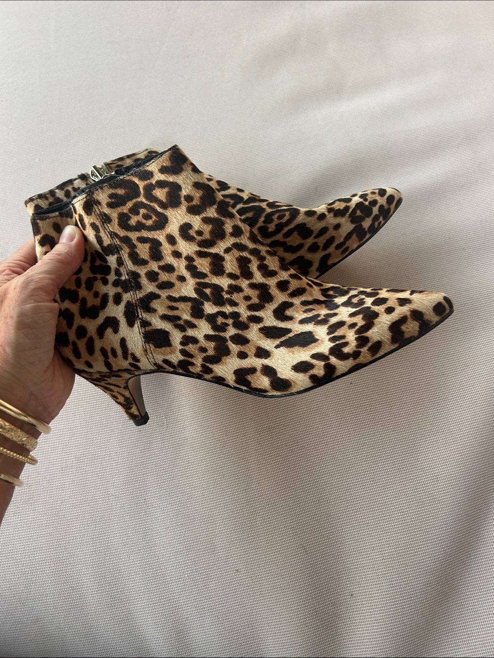 Sam Edelman Leopard Print Pointed Toe Ankle Booties in Brown/Black